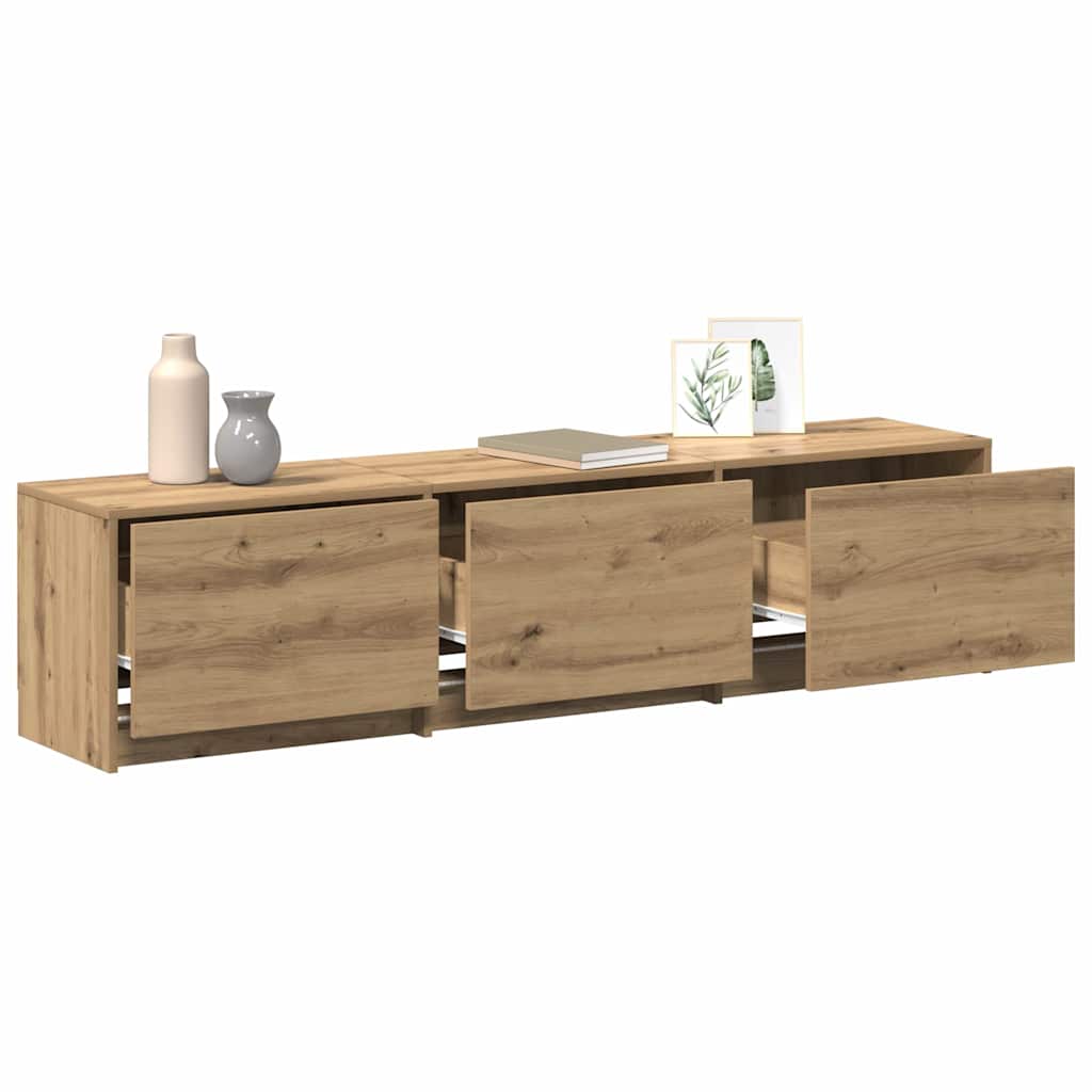 TV Cabinet with LED with Drawer Artisian Oak 165 x 34 x 40 cm