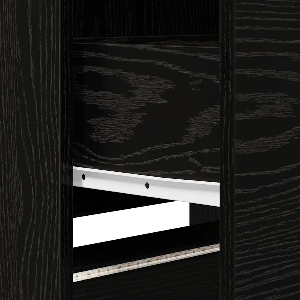 TV Cabinet with LED Black Oak 165 x 34 x 40 cm Engineered Wood