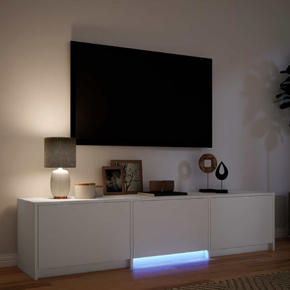 TV Cabinet with LED White 165 x 34 x 40 cm Engineered Wood