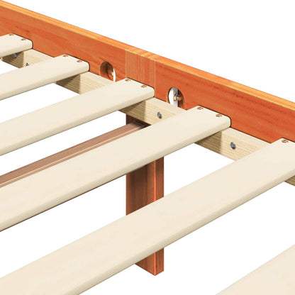 Bed Frame Wax Brown 205.5 x 155.5 x 100 cm Solid Pine Wood