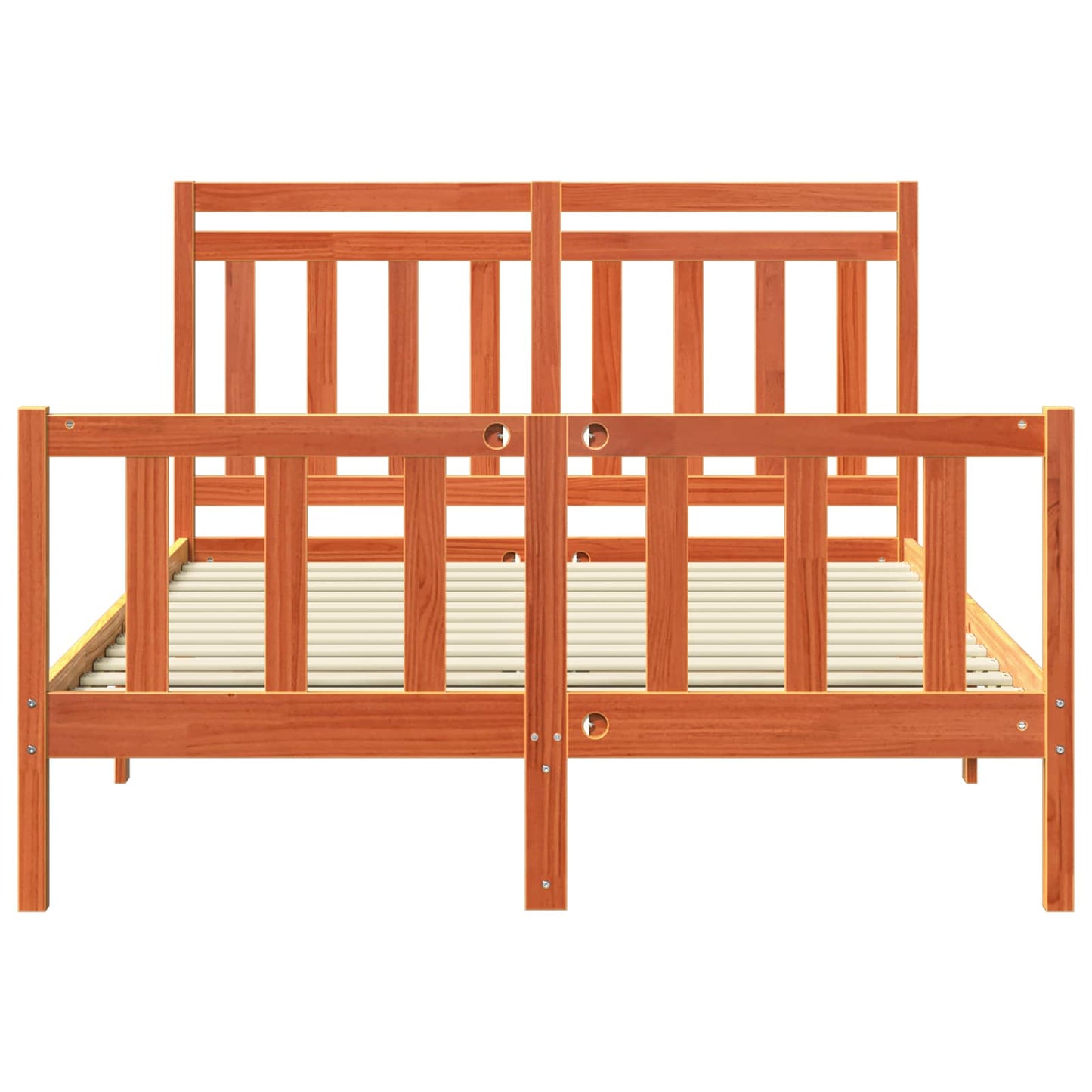 Bed Frame Wax Brown 205.5 x 155.5 x 100 cm Solid Pine Wood