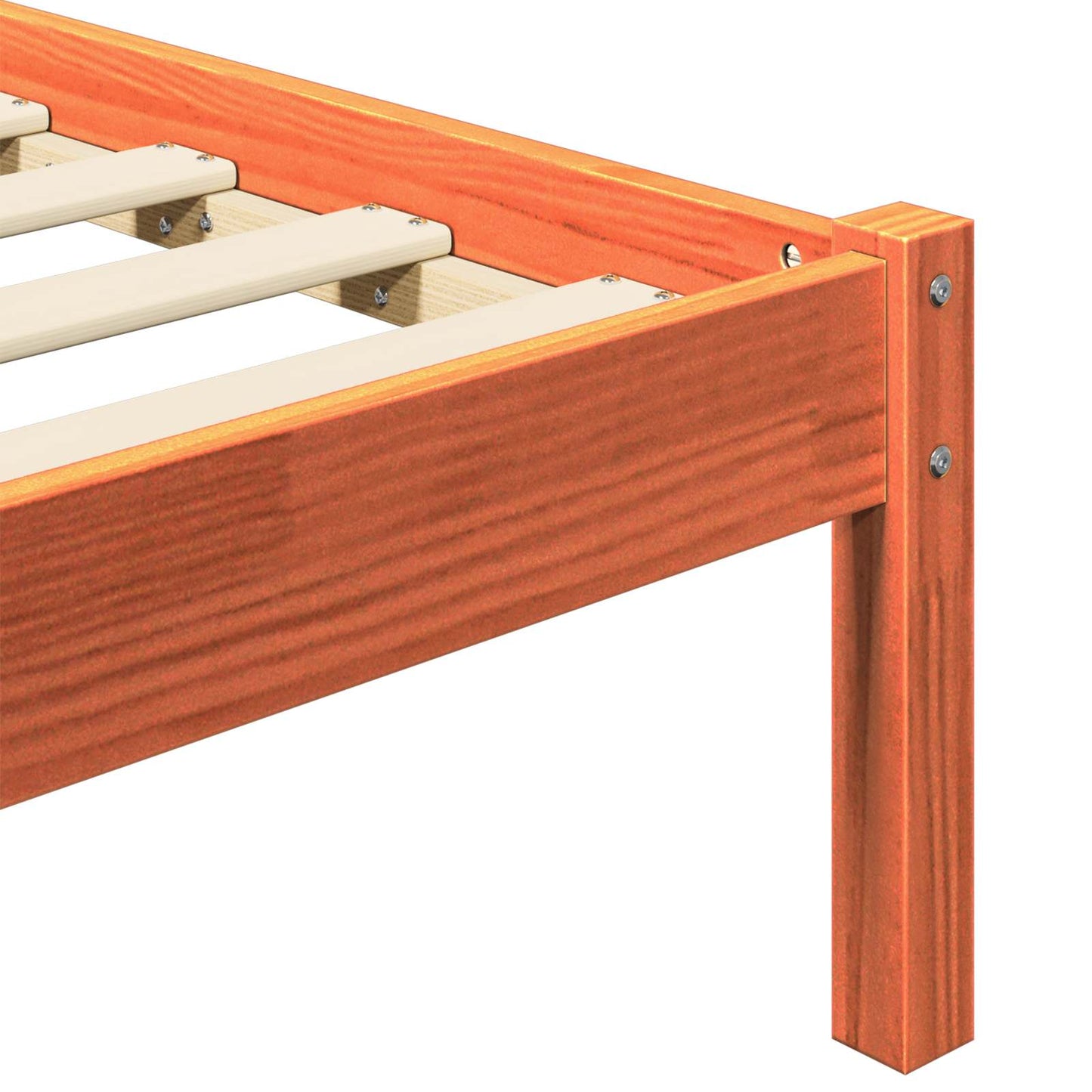 Bed Frame Wax Brown 205.5 x 165.5 x 100 cm Solid Pine Wood