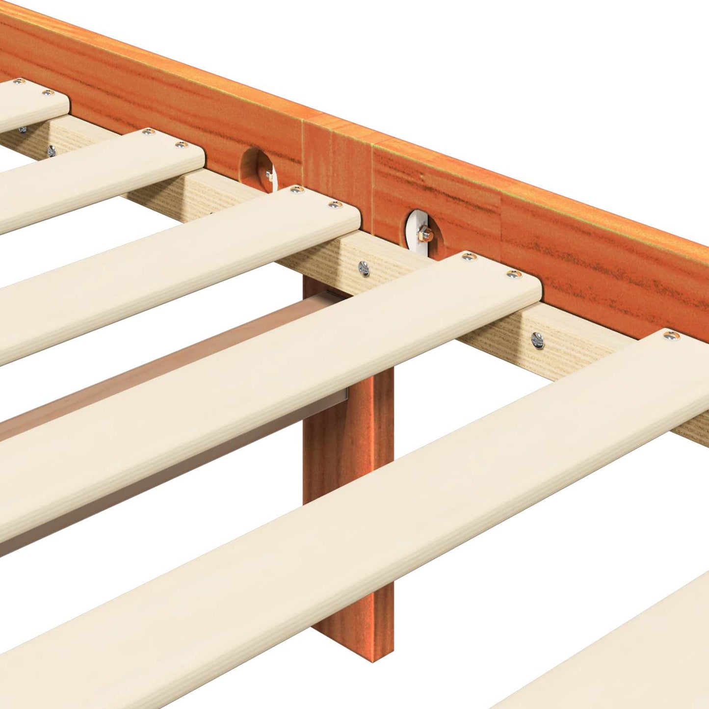 Bed Frame Wax Brown 205.5 x 165.5 x 100 cm Solid Pine Wood