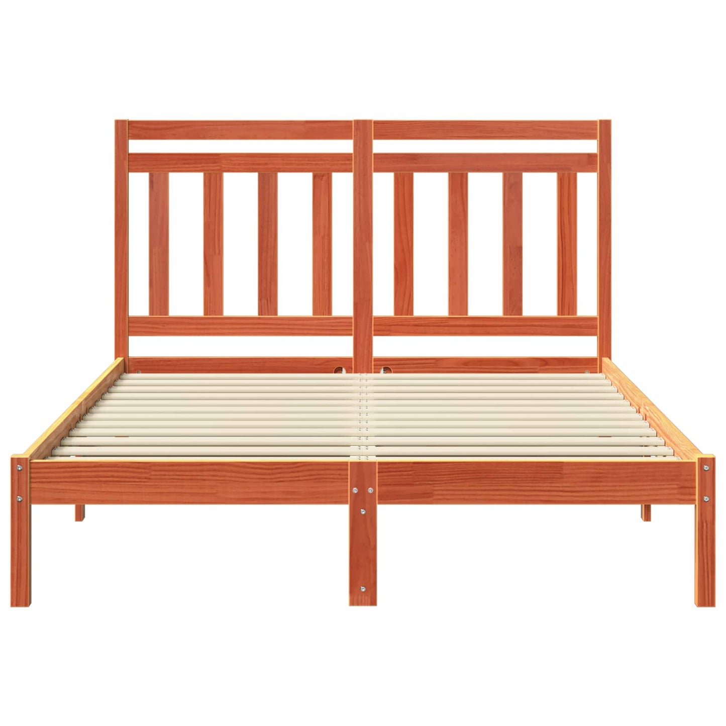 Bed Frame Wax Brown 205.5 x 165.5 x 100 cm Solid Pine Wood