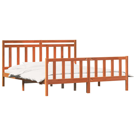 Bed Frame with Headboard 2 pcs Wax Brown 205.5 x 185.5 x 100 cm