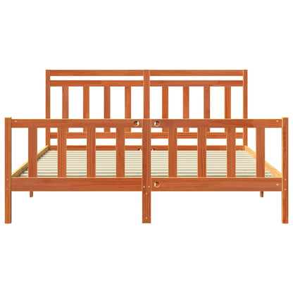 Bed Frame with Headboard 2 pcs Wax Brown 205.5 x 185.5 x 100 cm