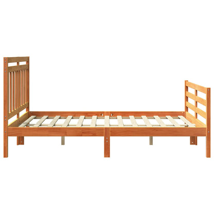 Bed Frame with Headboard Wax Brown 140 x 200 cm