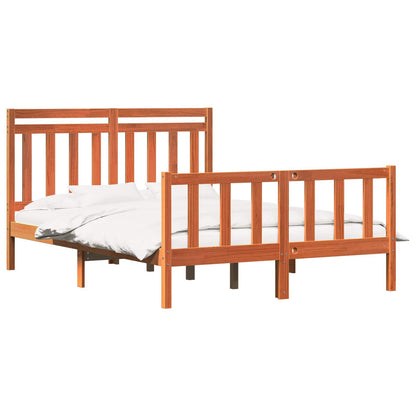 Bed Frame with Headboard 2 pcs Wax Brown 205.5 x 145.5 x 100 cm