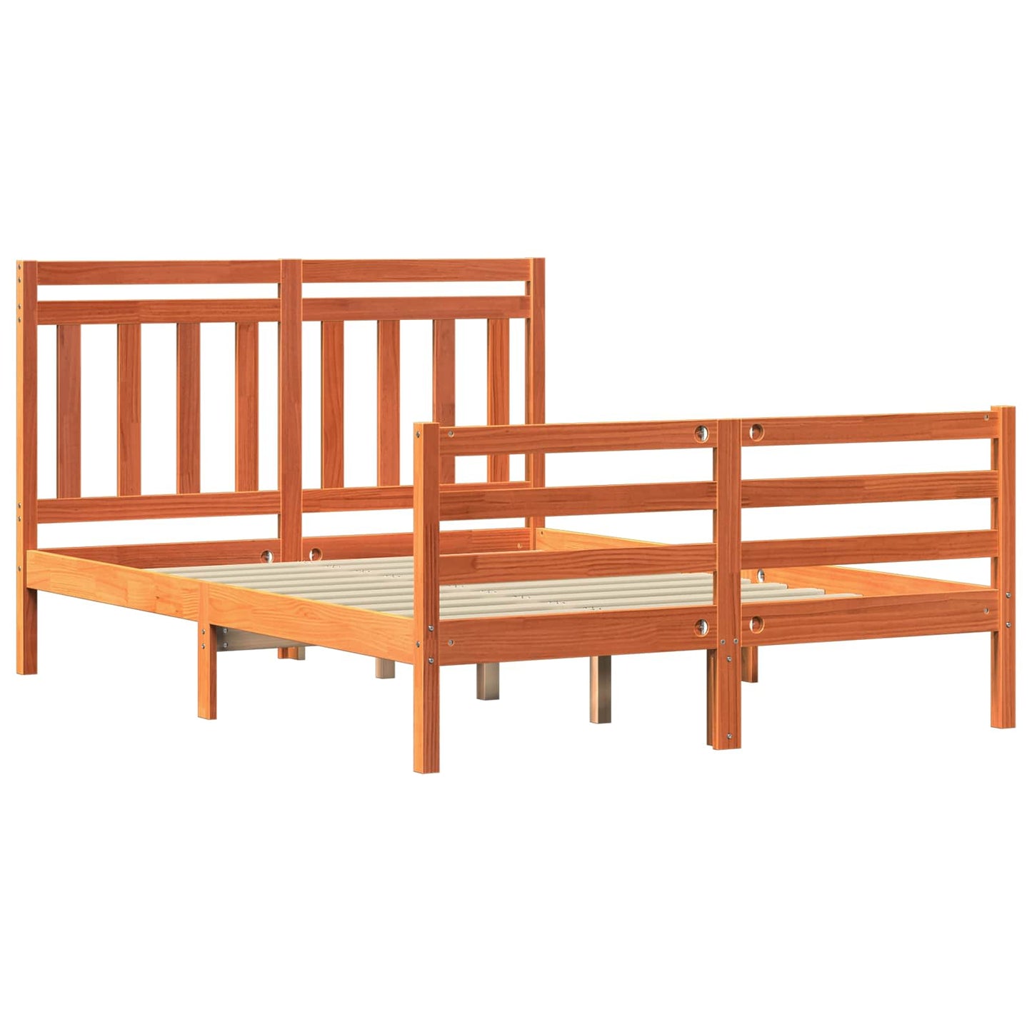 Bed Frame with Headboard Wax Brown 140 x 188 cm