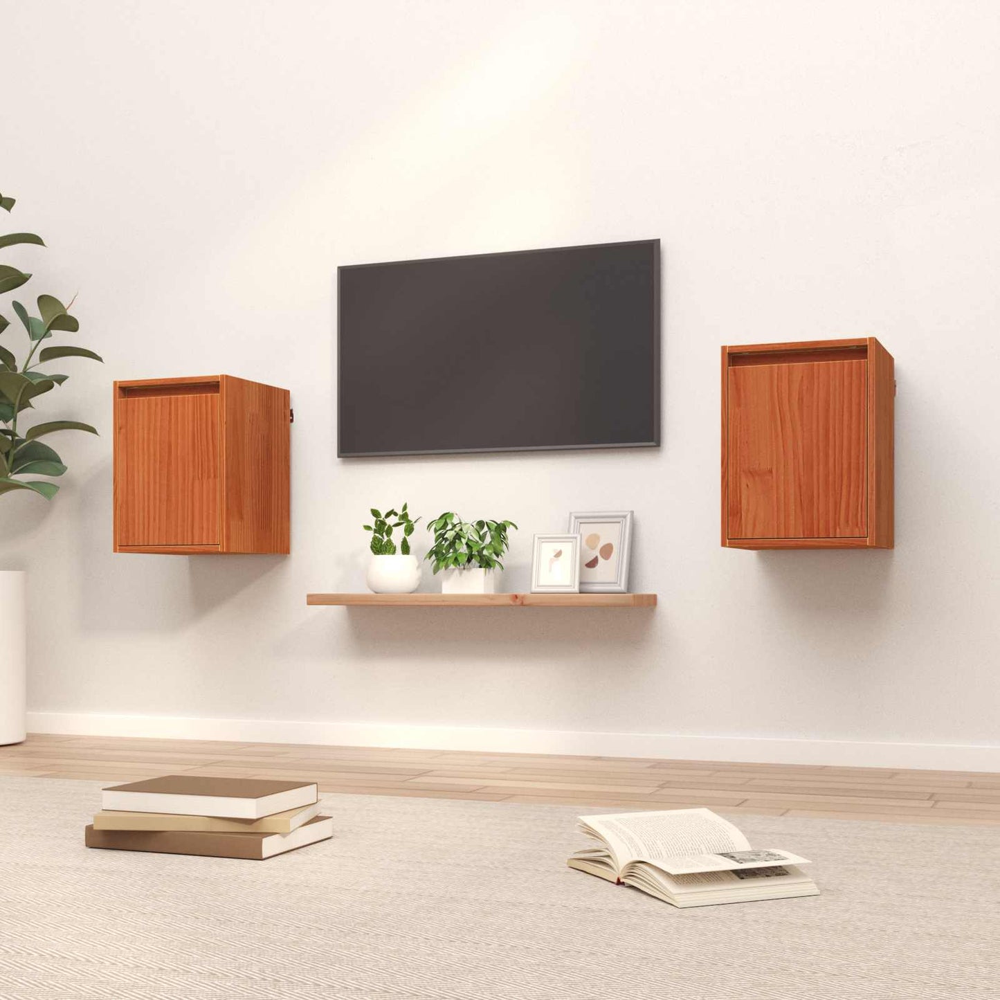 Wall Cabinet 2 pcs Wax Brown 30 x 30 x 40 cm Solid Pine Wood