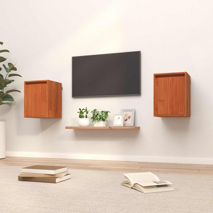 Wall Cabinet 2 pcs Wax Brown 30 x 30 x 40 cm Solid Pine Wood