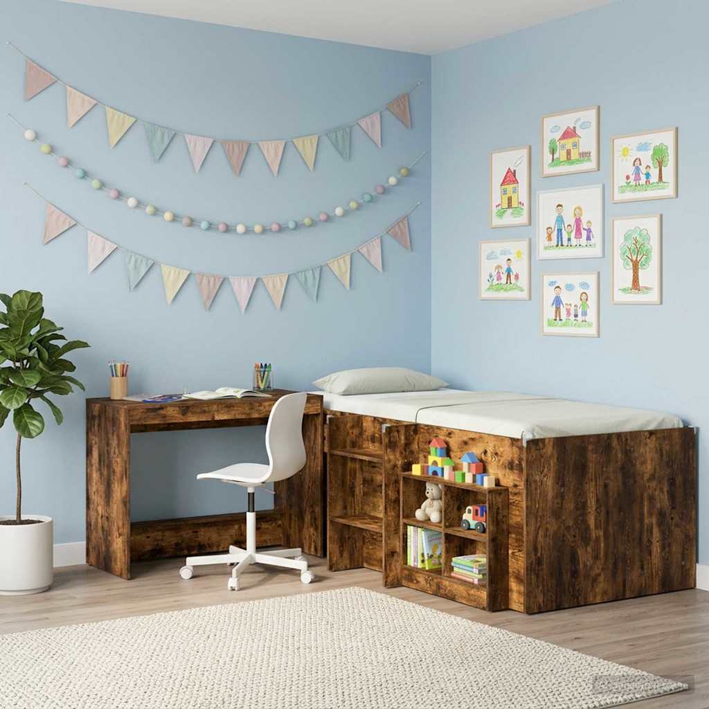 Bed Desk Smoked Oak Engineered Wood 100 x 45 x 75 cm