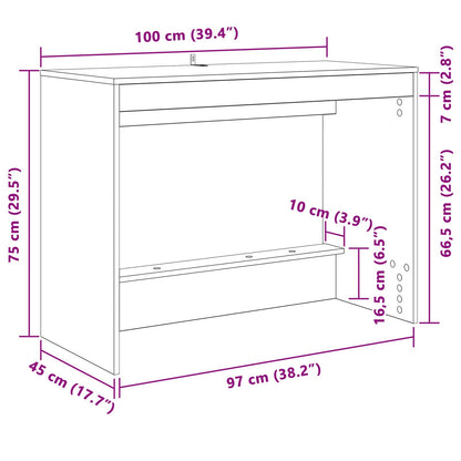 Bed Desk Smoked Oak Engineered Wood 100 x 45 x 75 cm