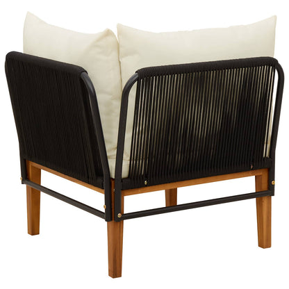 Garden Corner Sofa with Cushions Solid Acacia Wood & Rope
