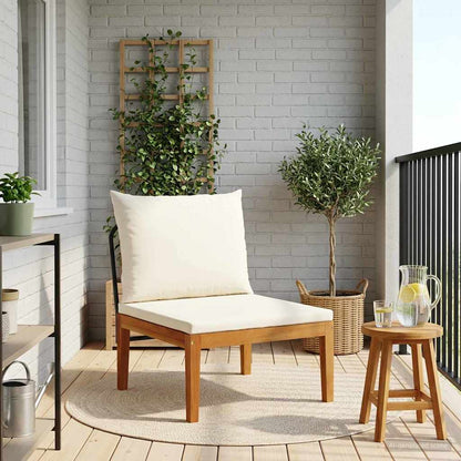 Garden Middle Sofa with Cushions Solid Acacia Wood & Rope