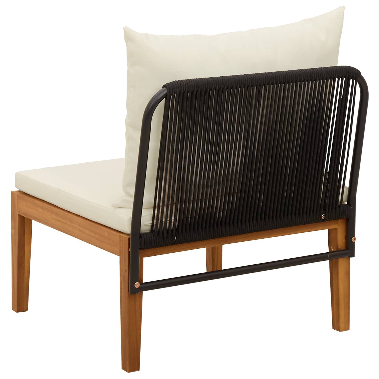 Garden Middle Sofa with Cushions Solid Acacia Wood & Rope