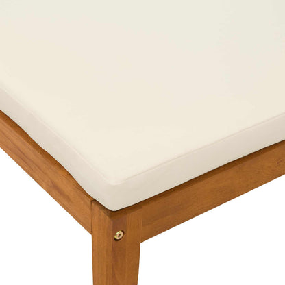 Garden Footrest with Cushion Solid Acacia Wood Natural