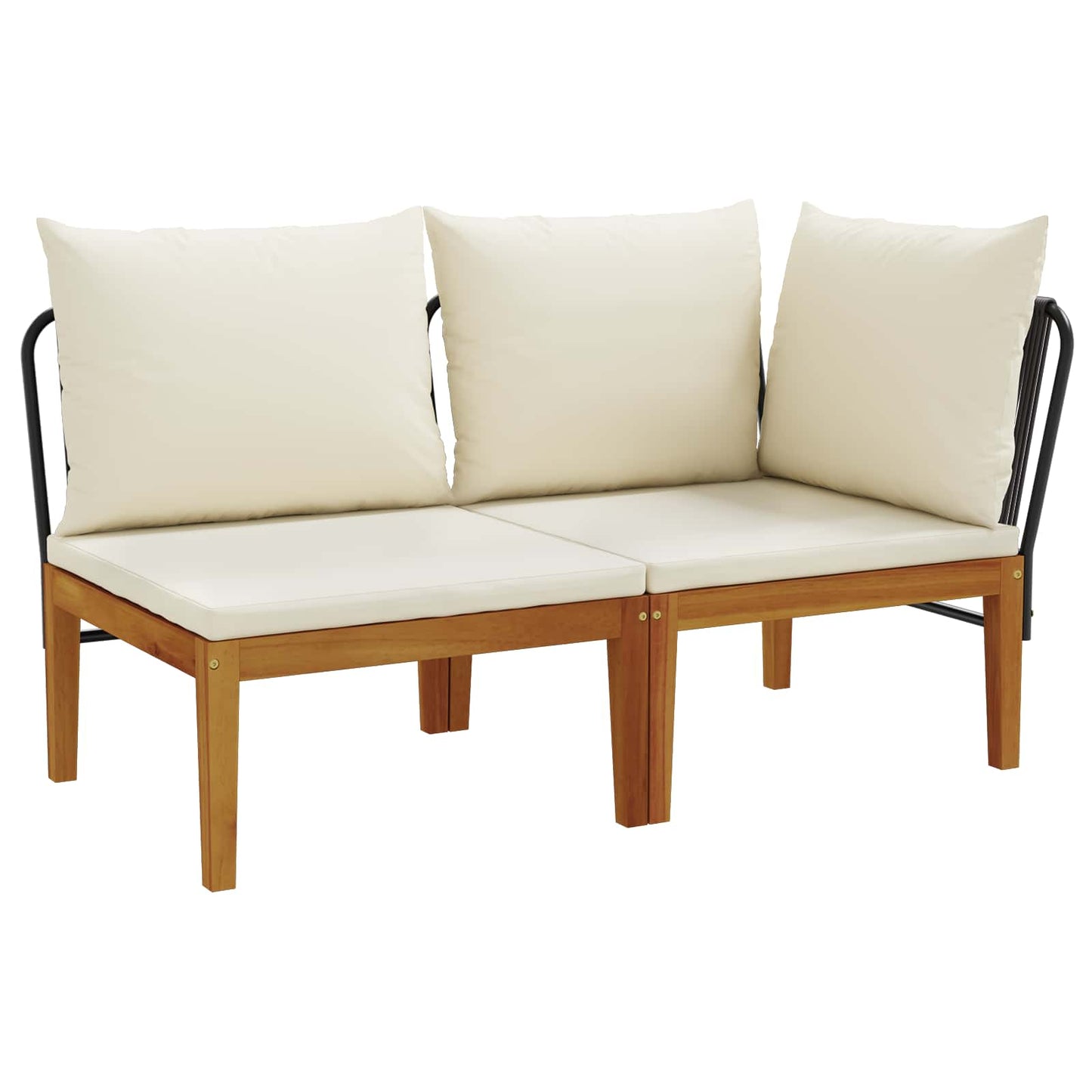 2 pcs Garden Lounge Set with Cushions Solid Acacia Wood & Rope