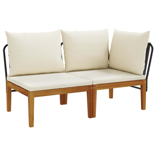 2 pcs Garden Lounge Set with Cushions Solid Acacia Wood & Rope