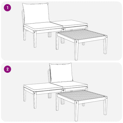 3 pcs Garden Lounge Set with Cushions Solid Acacia Wood & Rope