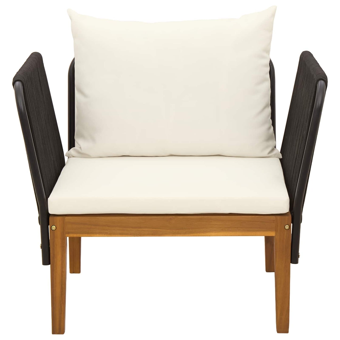 Garden Chair with Cushions Solid Acacia Wood & Rope Natural