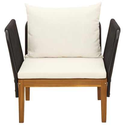Garden Chair with Cushions Solid Acacia Wood & Rope Natural