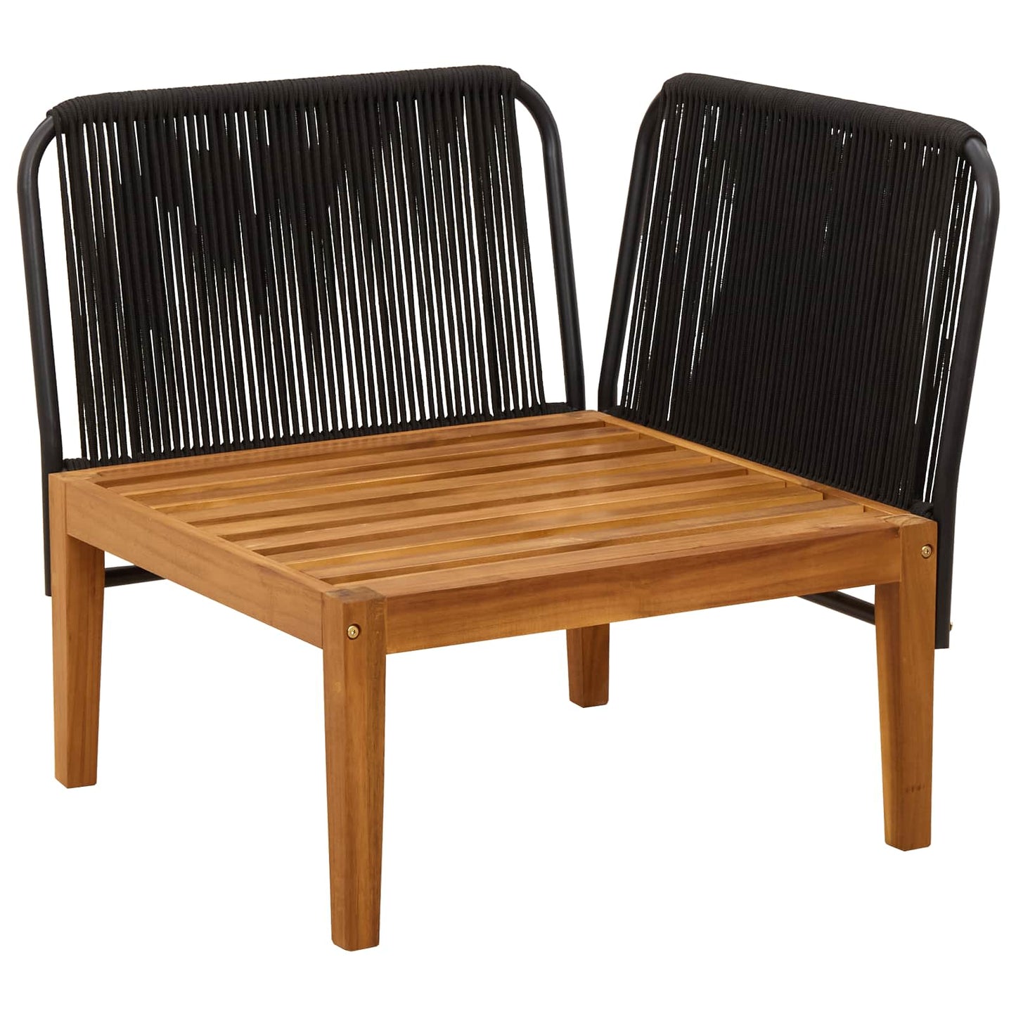 Garden Corner Sofa with Cushions Solid Acacia Wood & Rope