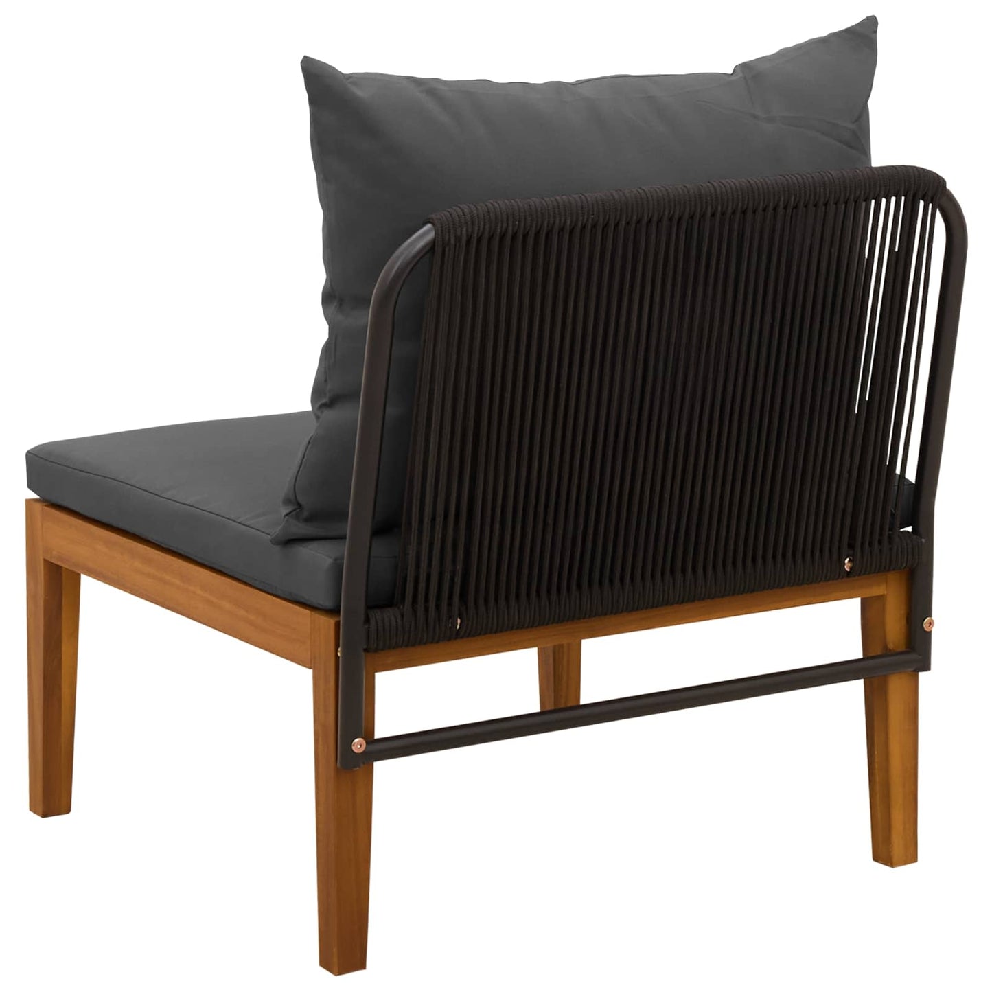 Garden Middle Sofa with Cushions Solid Acacia Wood & Rope