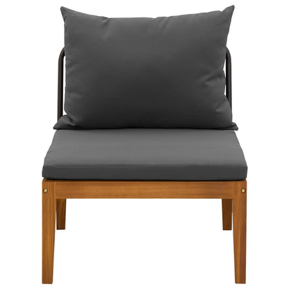 Garden Middle Sofa with Cushions Solid Acacia Wood & Rope