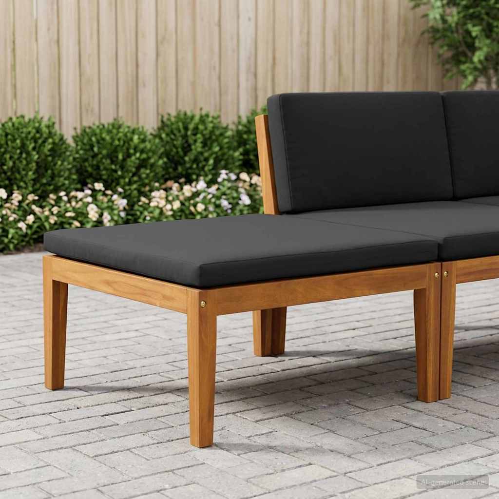 Garden Footrest with Cushion Solid Acacia Wood Natural