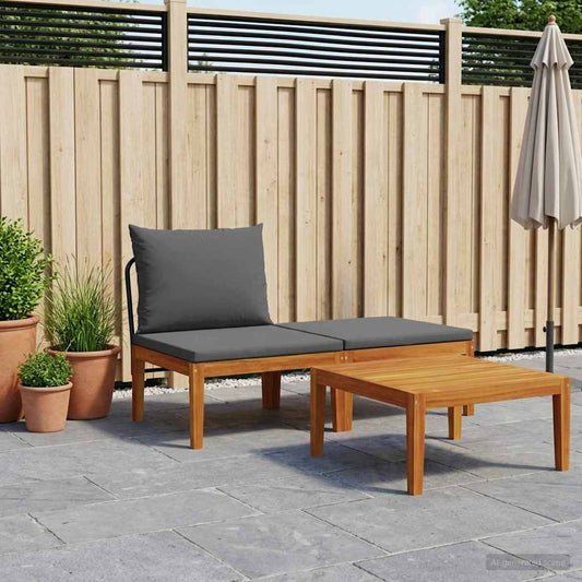 3 pcs Lounge Set Solid Acacia Wood Natural