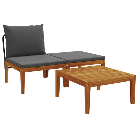 3 pcs Lounge Set Solid Acacia Wood Natural