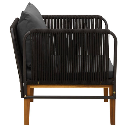 Garden Chair with Cushions Solid Acacia Wood & Rope Natural
