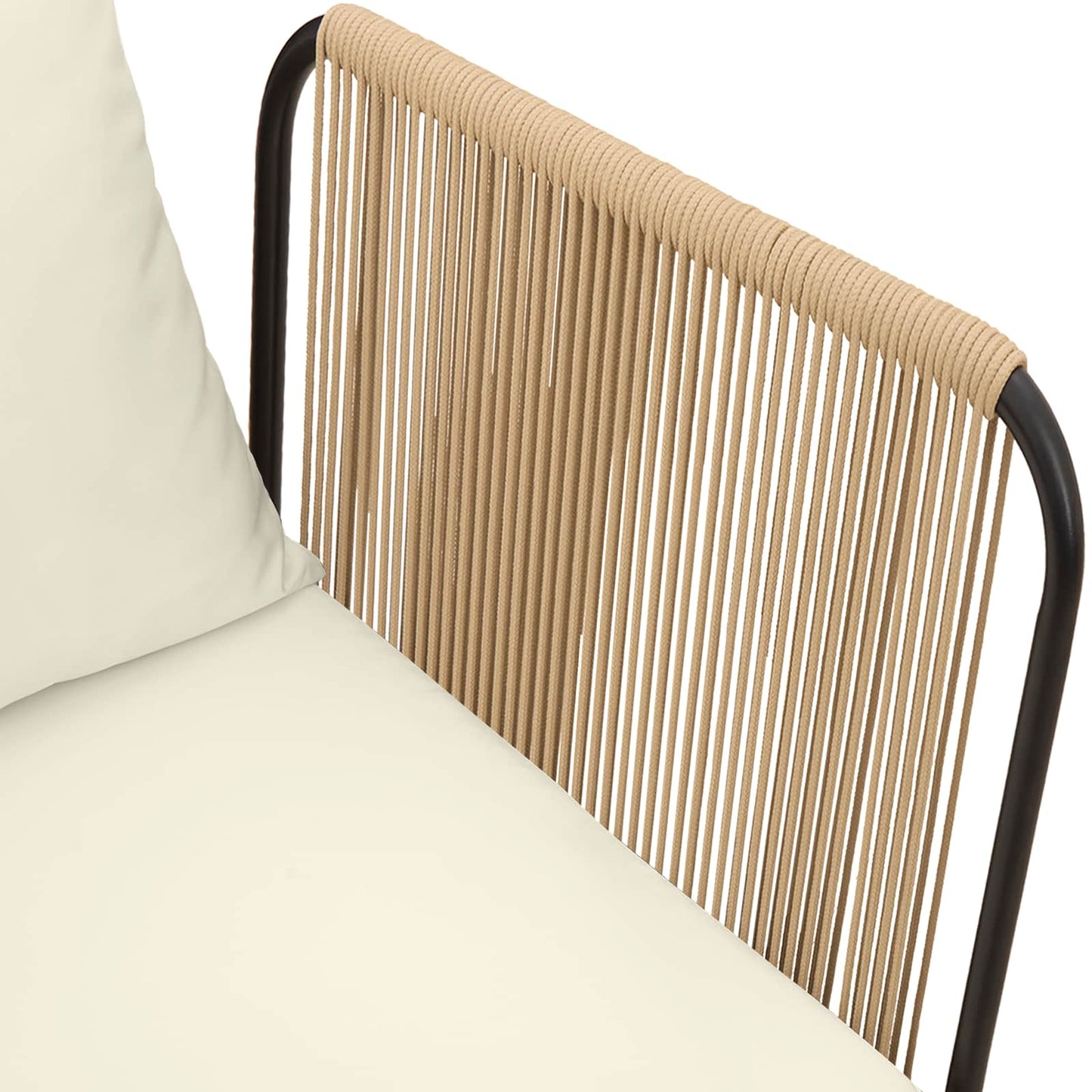 Garden Corner Sofa with Cushions Solid Acacia Wood & Rope