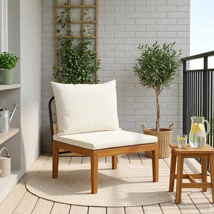 Garden Middle Sofa with Cushions Solid Acacia Wood & Rope