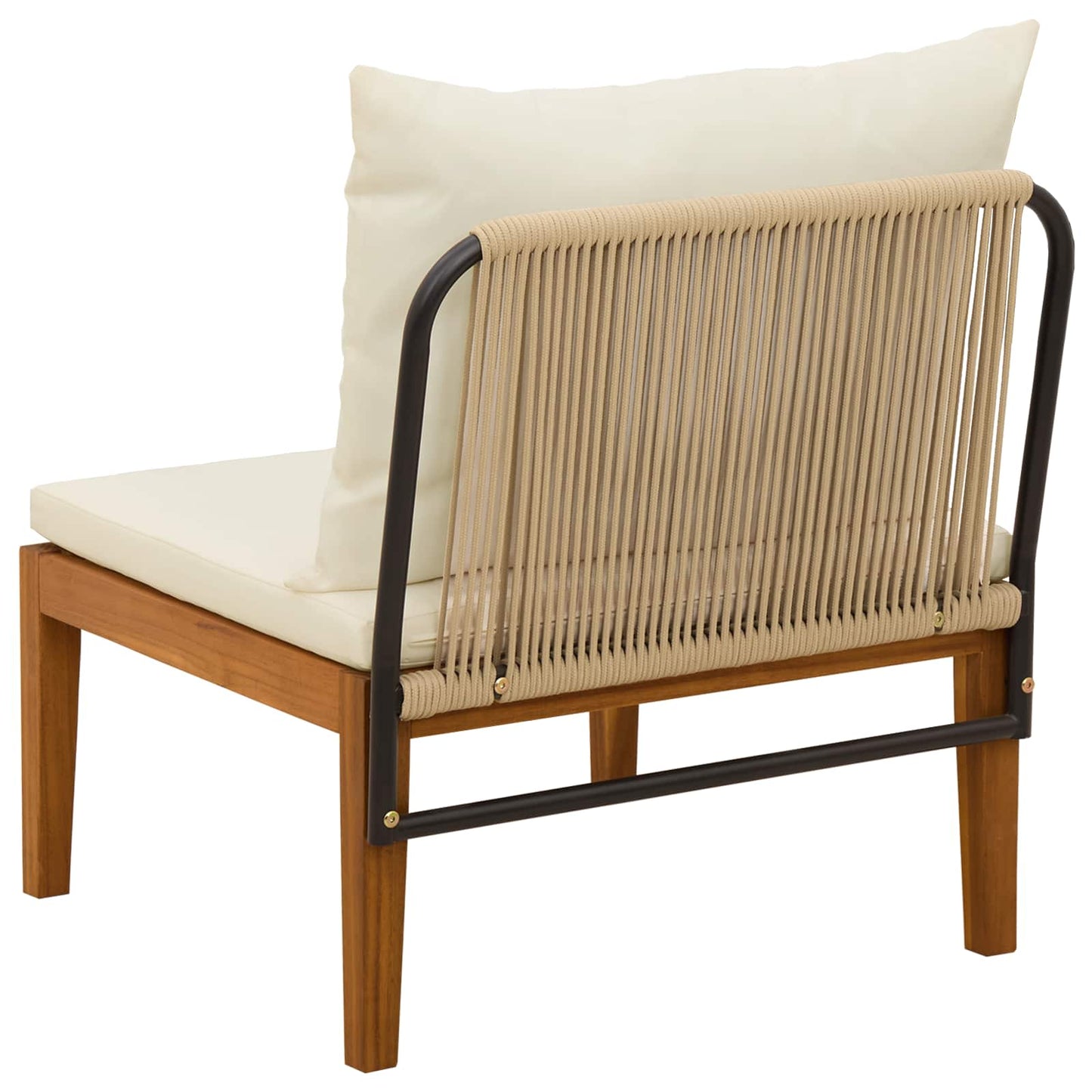 Garden Middle Sofa with Cushions Solid Acacia Wood & Rope