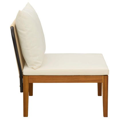 Garden Middle Sofa with Cushions Solid Acacia Wood & Rope