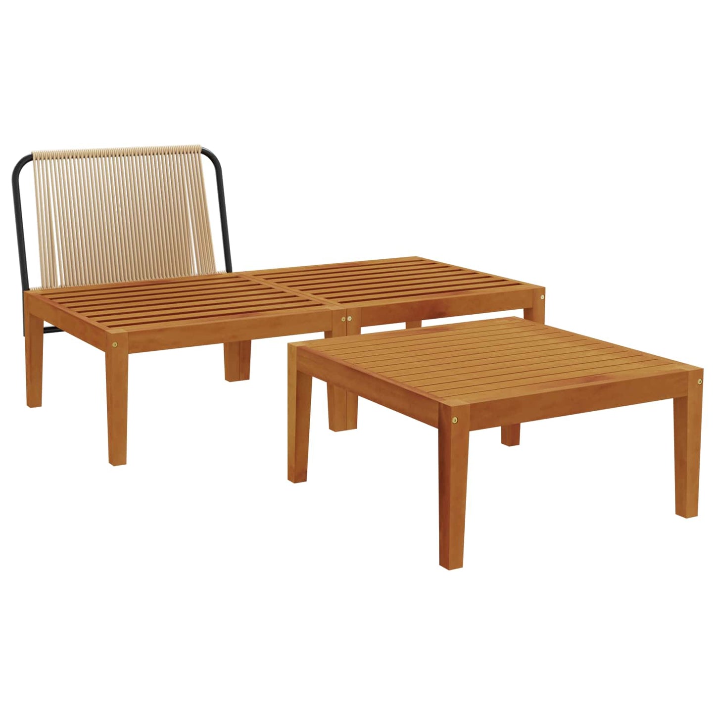 3 pcs Garden Lounge Set with Cushions Solid Acacia Wood & Rope