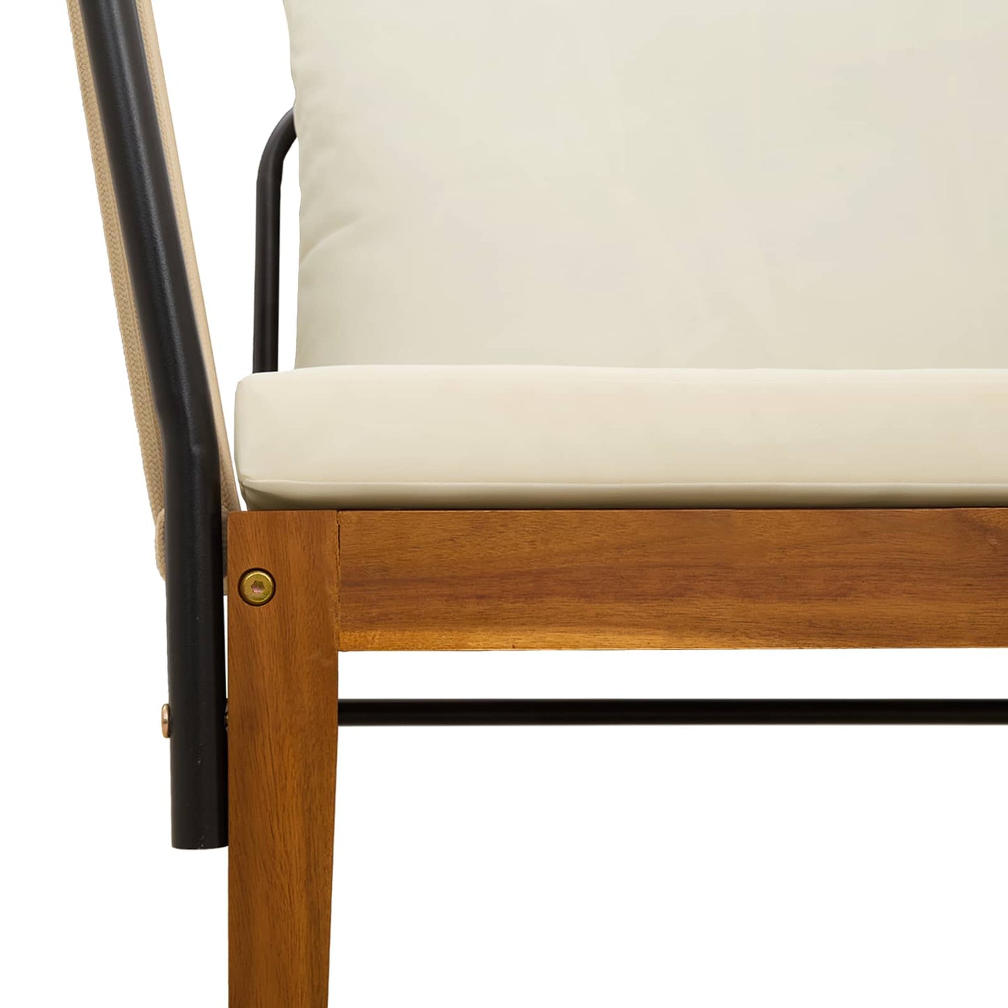 Garden Chair with Cushions Solid Acacia Wood & Rope Natural