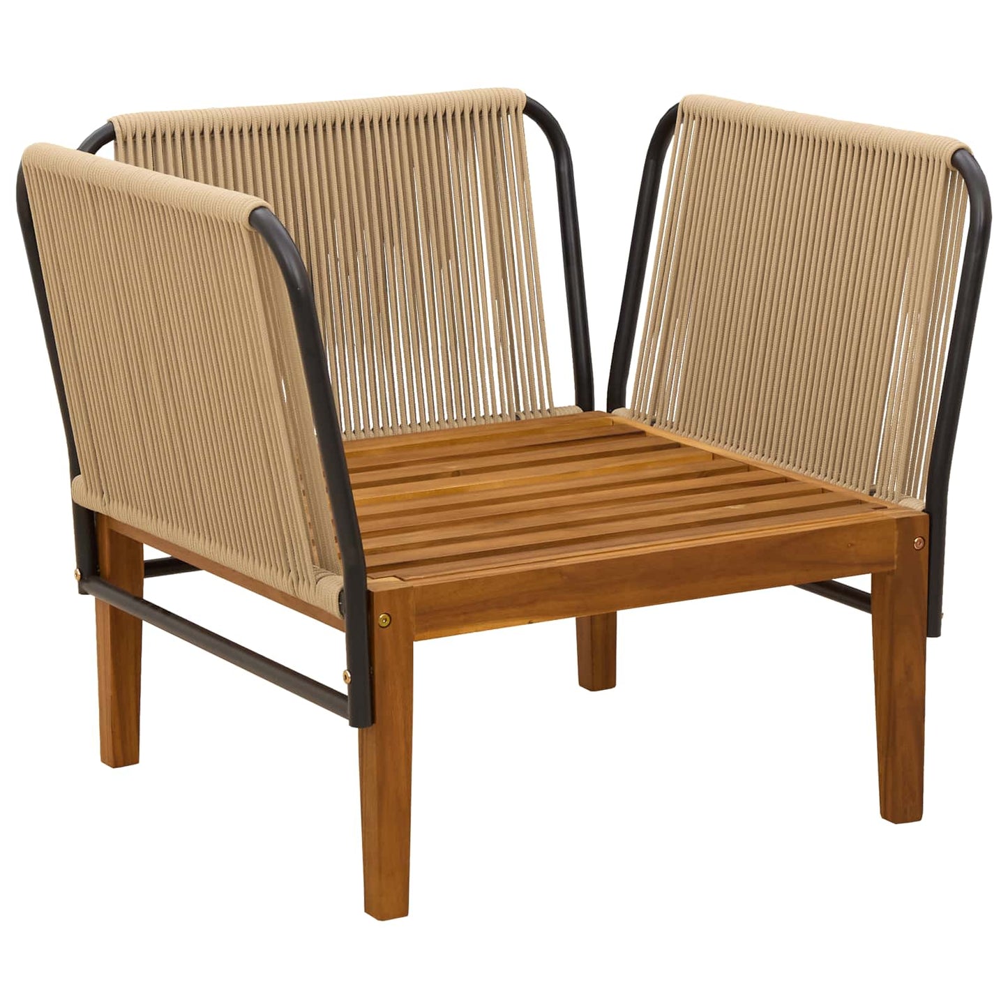 Garden Chair with Cushions Solid Acacia Wood & Rope Natural