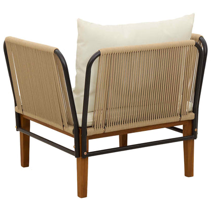 Garden Chair with Cushions Solid Acacia Wood & Rope Natural