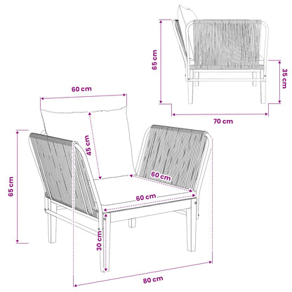 Garden Chair with Cushions Solid Acacia Wood & Rope Natural