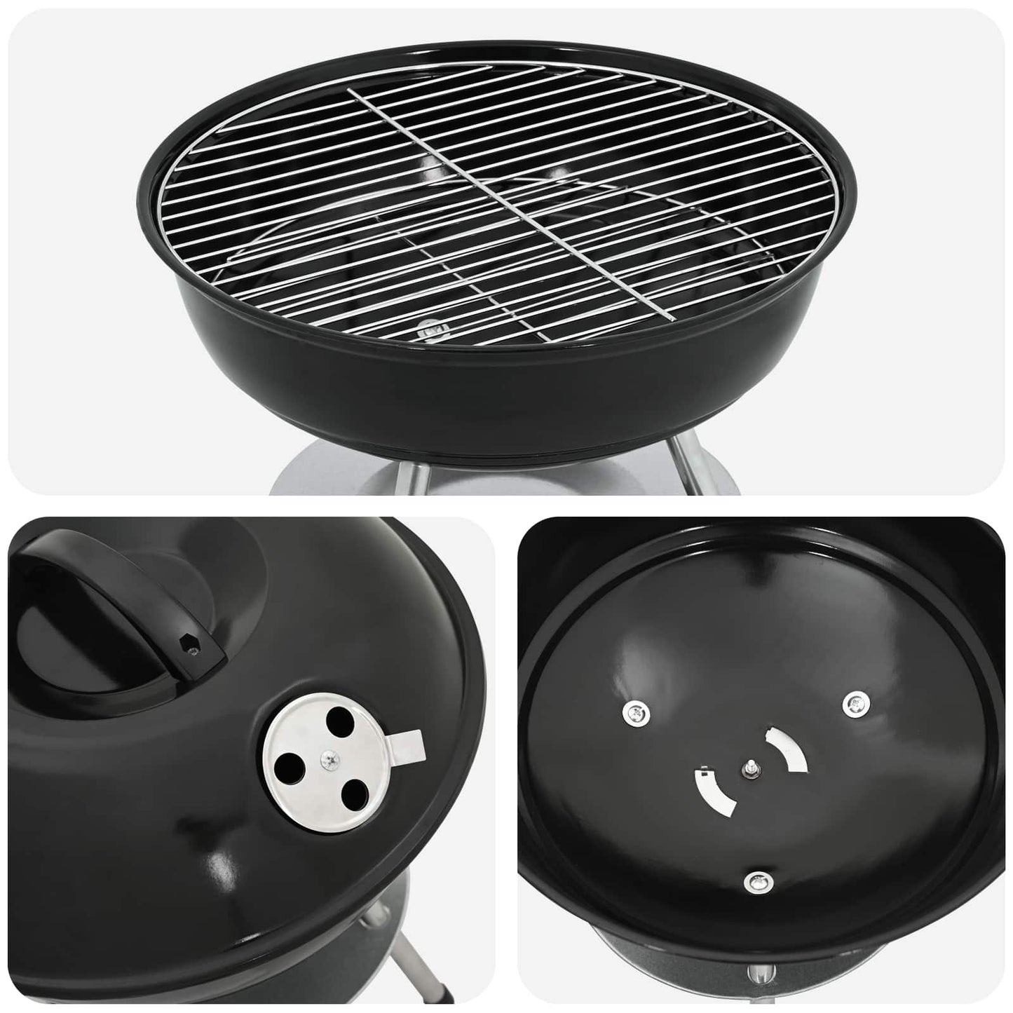 Charcoal Grill Black 14.37 x 14.37 x 15.75 in