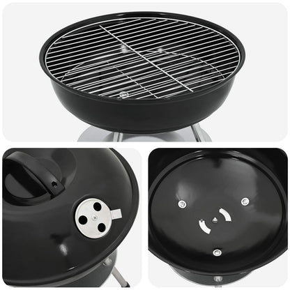 Charcoal Grill Black 14.37 x 14.37 x 15.75 in
