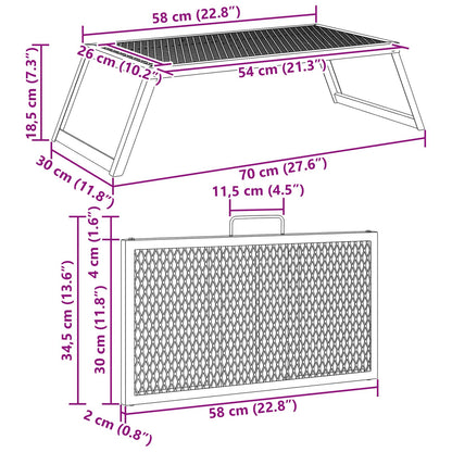 Foldable Camping Grill Folding Black 22.83 x 12.20 x 0.79 in