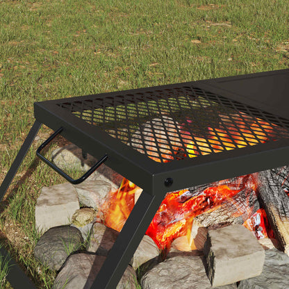Foldable Camping Grill Folding Black 12.40 x 10.43 x 1.57 in