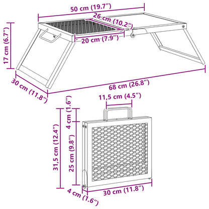 Foldable Camping Grill Folding Black 12.40 x 10.43 x 1.57 in