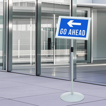 Pedestal Poster Stand Silver 33 x 33 x 126 cm PVC and Steel