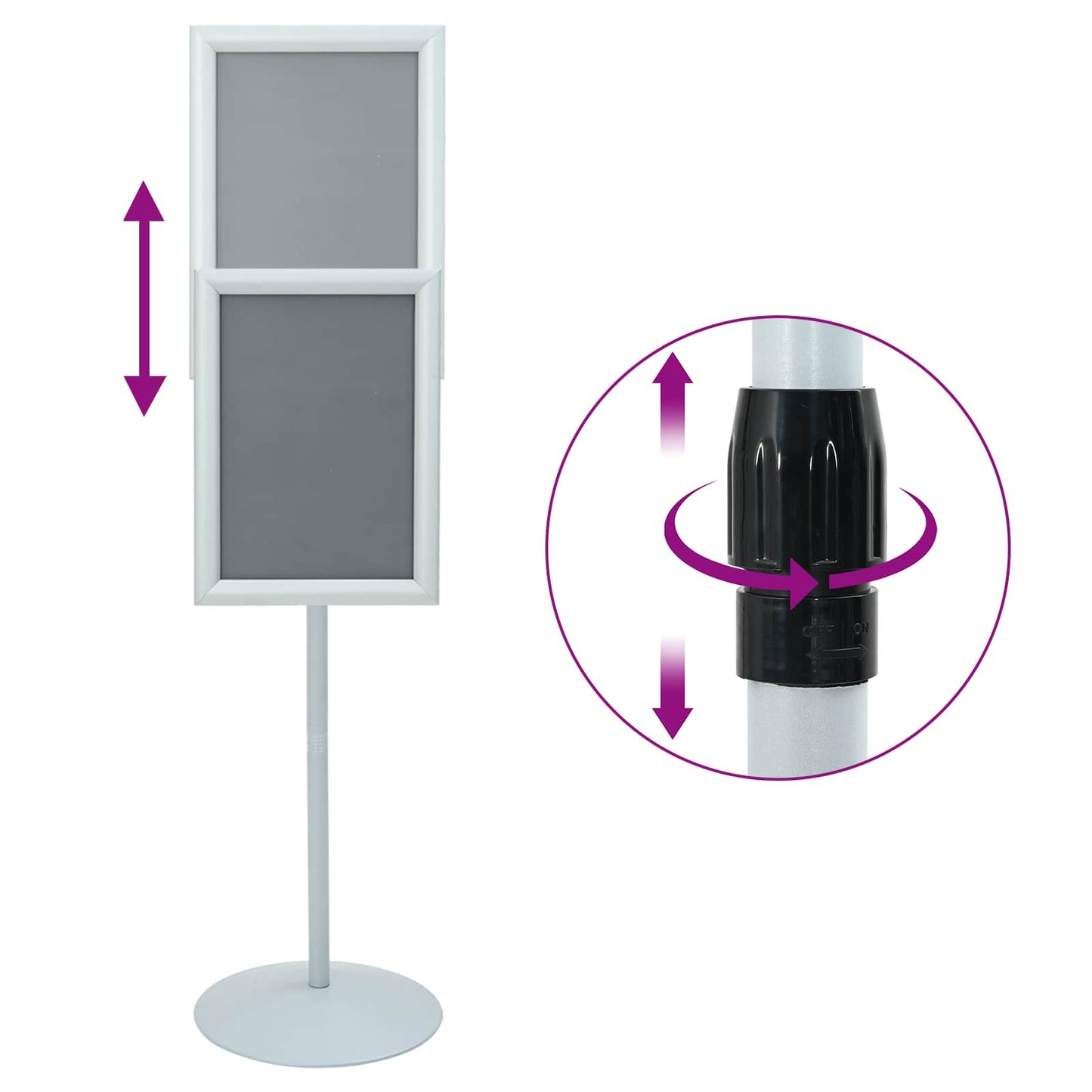 Pedestal Poster Stand Silver 33 x 33 x 126 cm PVC and Steel
