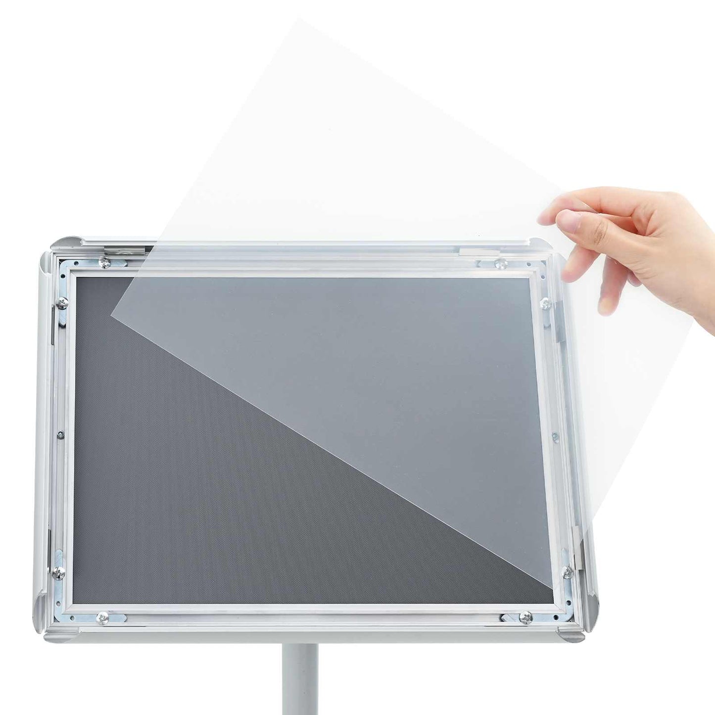 Pedestal Poster Stand Silver 33 x 33 x 126 cm PVC and Steel